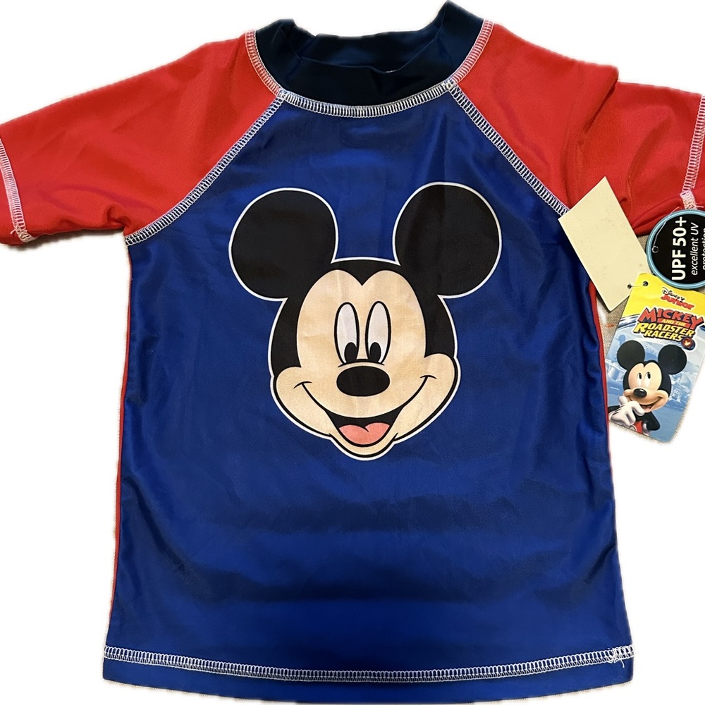 Disney Mickey Mouse Kids Swim Shirt - Red and Blue NWT